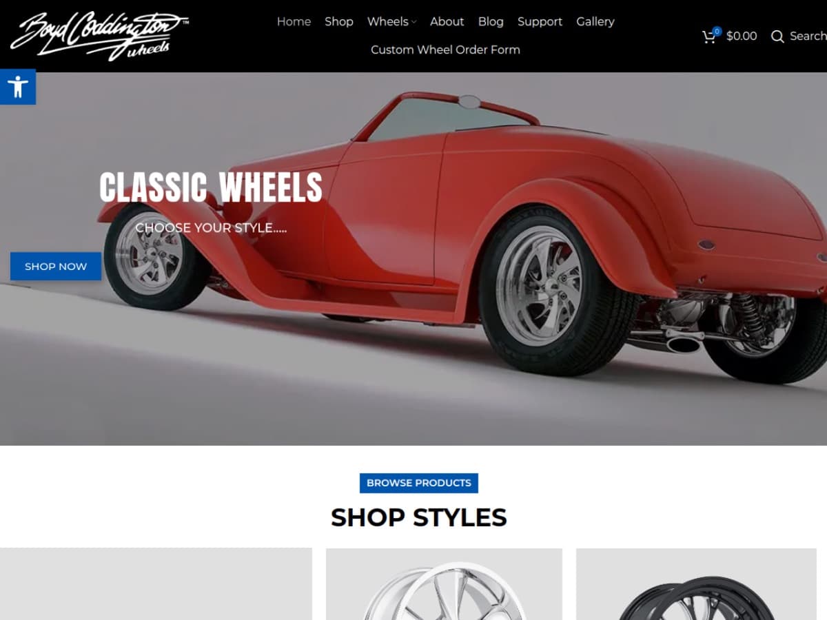 Boyd Coddington Wheels website, designed by ShifteQ