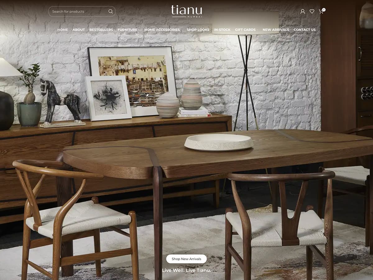 Tianu Furniture website, designed by ShifteQ